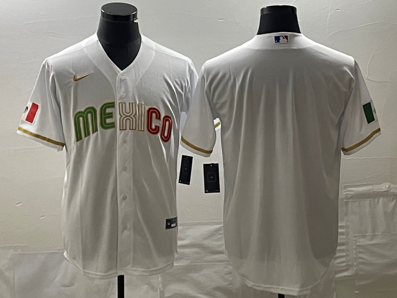 Men's Mexico Baseball Blank White 2023 World Baseball Classic Stitched Jersey